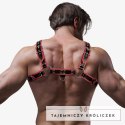 Fetish Submissive Attitude Uprząż męska na klatkę piersiową czarno-czerwona, eco-skora FETISH SUBMISSIVE