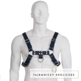 LEATHER BODY Uprząż skorzana męska Bulldog niebiesko-czarna S-XL LEATHER BODY