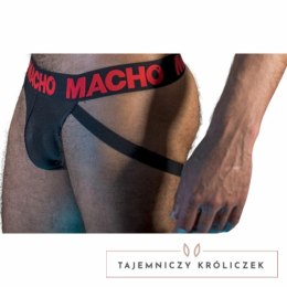 Macho MX26X2 Jock czarno-czerwony M elastyczny, połprzezroczysty MACHO UNDERWEAR
