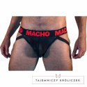 Macho MX26X2 Jockstrap czarno-czerwony XL - elastyczny połprzezroczysty MACHO UNDERWEAR