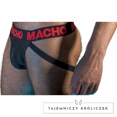Macho MX26X2 Jockstrap czarno-czerwony S elastyczny połprzezroczysty MACHO UNDERWEAR