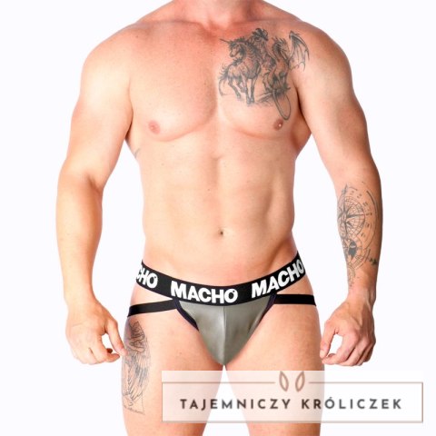 Macho MX27GR Jock anatomiczny szary-beżowy L imitacja skory MACHO UNDERWEAR