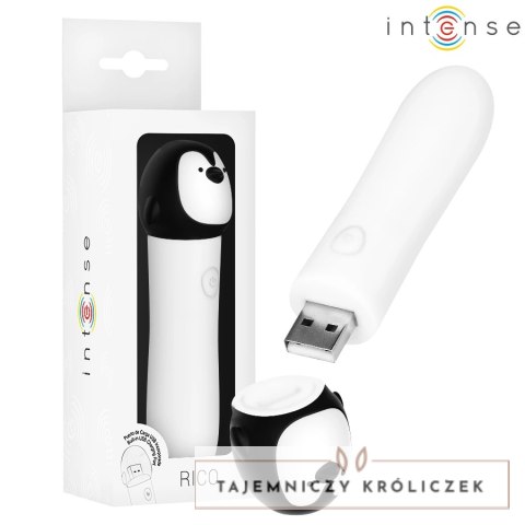 INTENSE RICO - Kompaktowy Wibrujący Model Pingwin USB, 8 Trybow, Biały INTENSE