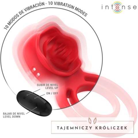 Intense Gail Stymulator w kształcie roży 10 trybow czerwony z pilotem INTENSE