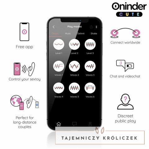 ONINDER Cute Love Bunny - wibrator z funkcją sterowania aplikacją, rożowy 14,5 cm ONINDER