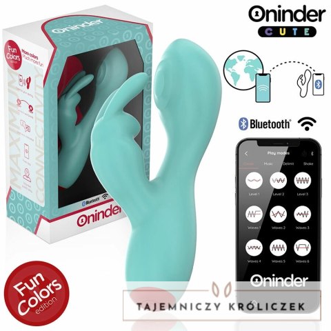 ONINDER Cute Love Bunny - zaawansowana maszyna intymna, turkusowa, 12,5 cm ONINDER