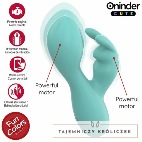 ONINDER Cute Love Bunny - zaawansowana maszyna intymna, turkusowa, 12,5 cm ONINDER
