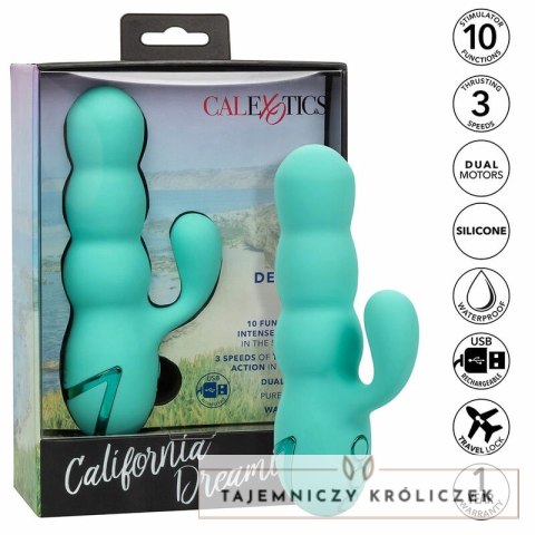 CalExotics California Dreaming Del Mar Diva Aqua Green - podwojny masażer z funkcją pchania CALEXOTICS