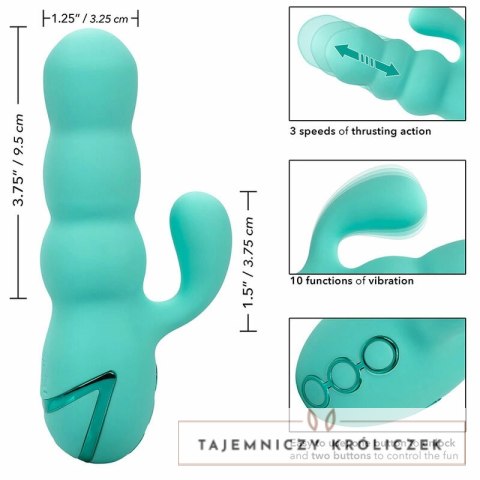 CalExotics California Dreaming Del Mar Diva Aqua Green - podwojny masażer z funkcją pchania CALEXOTICS
