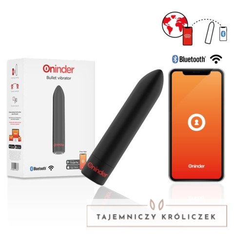 ONINDER Berlin - kulowy model wibrujący, czarny, 9 trybow, aplikacja, 8,5 cm ONINDER