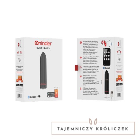 ONINDER Berlin - kulowy model wibrujący, czarny, 9 trybow, aplikacja, 8,5 cm ONINDER