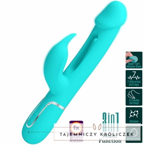 Pretty Love Dejon Rabbit Aqua Green - Wibrujący masażer 3w1, 7 trybow PRETTY LOVE