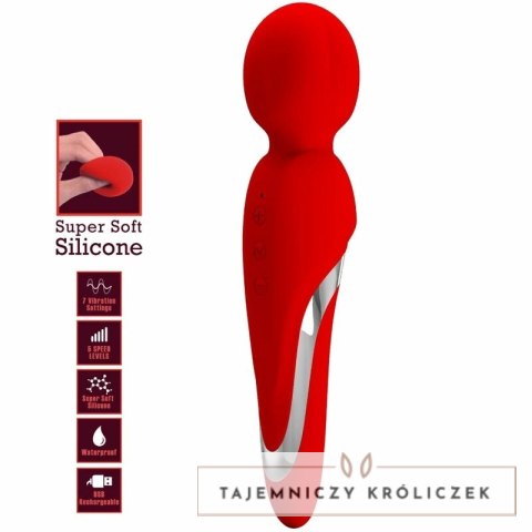 Pretty Love Walter Masażer Silikonowy Czerwony, 7 Trybow, USB PRETTY LOVE