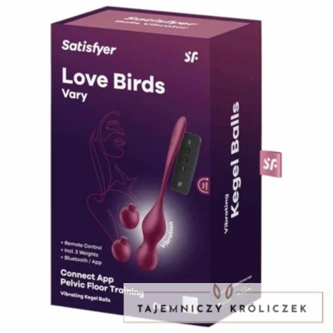 Satisfyer Love Birds Vary kulki treningowe wibrujące Wine Red z aplikacją SATISFYER