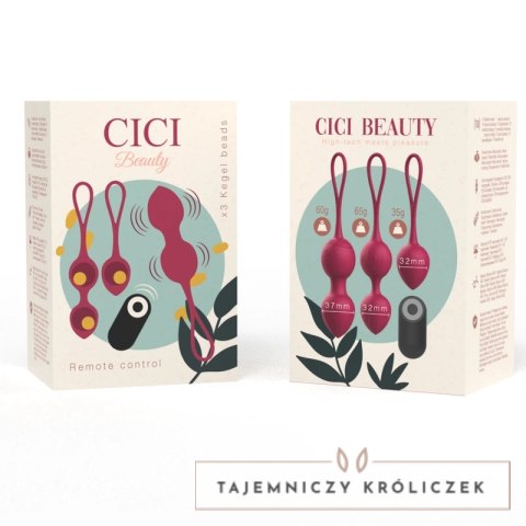 CICI Beauty Premium Zestaw 3 Kulek Kegla Wibrujących Pilot IPX7 USB CICI BEAUTY