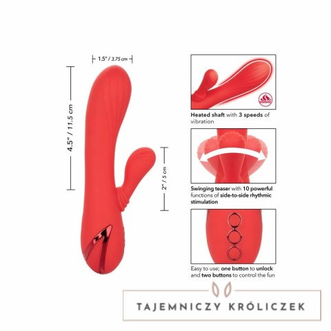 CalExotics Palisades Passion Red - Masażer podgrzewany, silikon, 11,5 cm CALEXOTICS