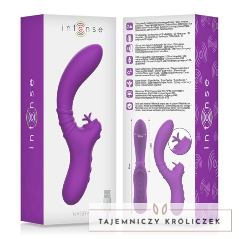 Intense Harry wibrator silikonowy elastyczny fioletowy język 20 trybow INTENSE