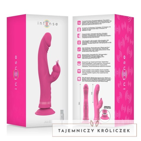 Intense Julio Krolik Silikonowy Rożowy - Podwojna Stymulacja, 24 cm INTENSE