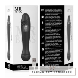 MR BOSS Greg - Stymulator osobisty, 10 trybow, silikon, USB, fioletowy MR. BOSS