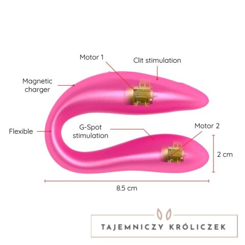 ONINDER Double Pleasure Pink - Stymulator z Aplikacją, IPX7, 2 Silniki ONINDER