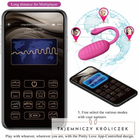 Pretty Love Catalina - Rożowy system wibracyjny z aplikacją, USB PRETTY LOVE