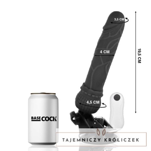 BASECOCK Model Black 19,5 cm - Wibrator z pilotem przewodowym, TPE BASECOCK