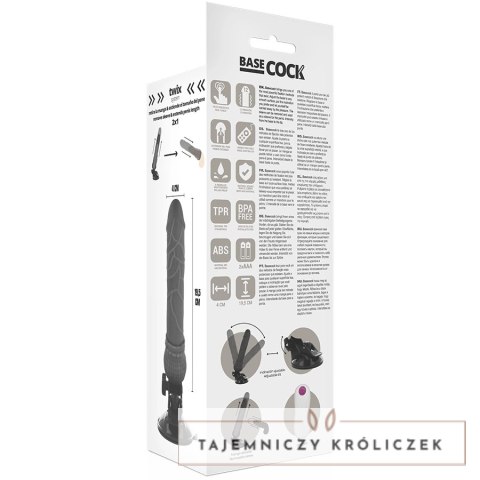 BASECOCK Model Black 19,5 cm - Wibrator z pilotem przewodowym, TPE BASECOCK