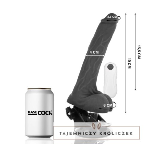 BASECOCK Pilotowany Wibrator Czarny 19cm x 4cm TPE z Pilotem BASECOCK