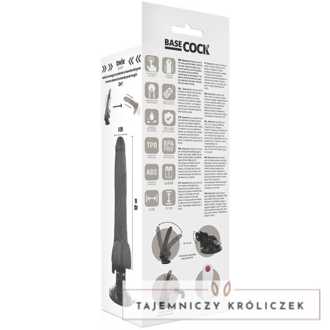 BASECOCK Pilotowany Wibrator Czarny 19cm x 4cm TPE z Pilotem BASECOCK