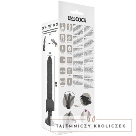BASECOCK Wibrator Czarny 19,5 cm Pilot Przewodowy Przyssawka TPE BASECOCK