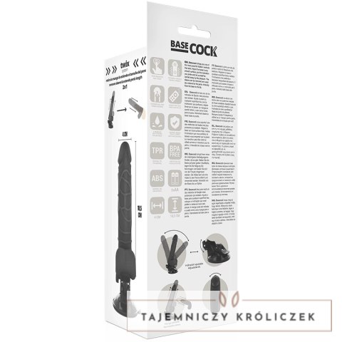 Basecock Model Pilot Black 18,5 cm - Anatomiczny Wibrator z Pilotem BASECOCK
