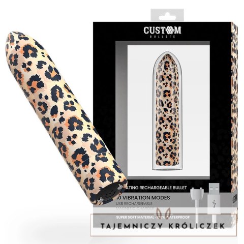 CalExotics Custom Bullets Leopard - mini masażer 10 trybow, magnetyczny CUSTOM BULLETS