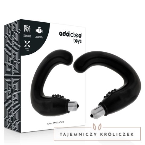 Addicted Toys masażer analny czarny TPR z wibracją ergonomiczny ADDICTED
