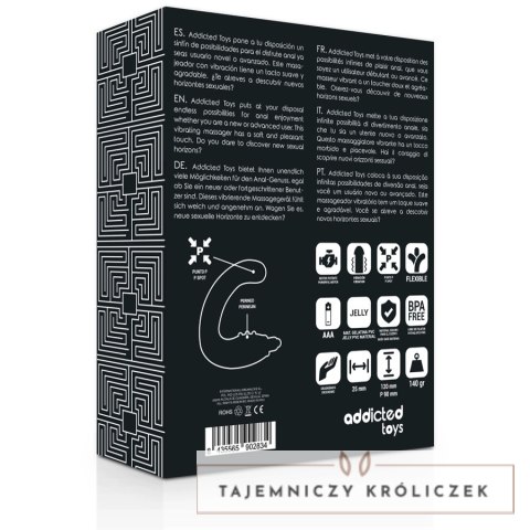 Addicted Toys masażer analny czarny TPR z wibracją ergonomiczny ADDICTED