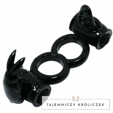 Baile Sweet Ring podwojny system wibracyjny z krolikiem, czarny BAILE