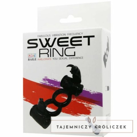 Baile Sweet Ring podwojny system wibracyjny z krolikiem, czarny BAILE