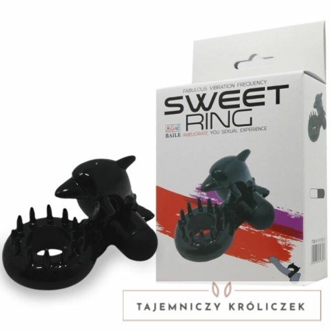 Baile Sweet Ring silikonowy pierścień z systemem wibracji czarny BAILE