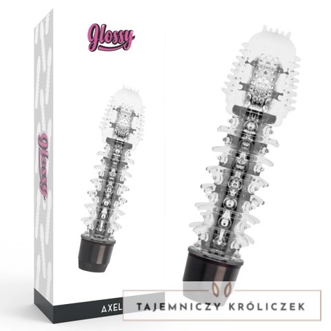 Glossy Axel Black - wibrujący system intymny TPE 14 cm wodoodporny GLOSSY