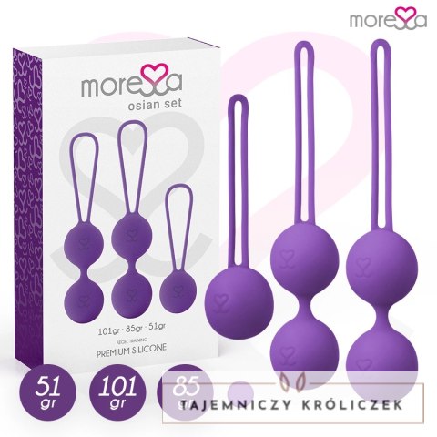 Moressa Osian Premium Lilak - Zestaw trzech kul do ćwiczeń mięśni miednicy, silikon MORESSA