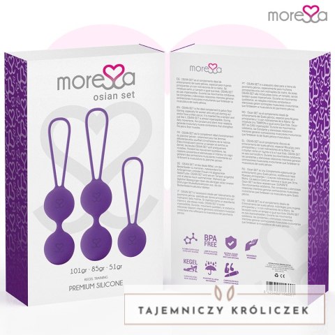 Moressa Osian Premium Lilak - Zestaw trzech kul do ćwiczeń mięśni miednicy, silikon MORESSA
