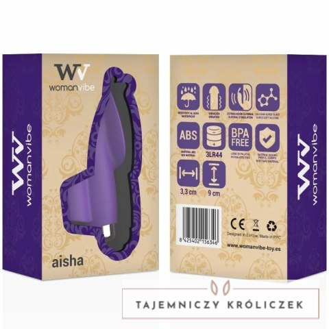 Womanvibe Aisha - silikonowy stymulator na palec, kompaktowy, 3,3x9 cm WOMANVIBE