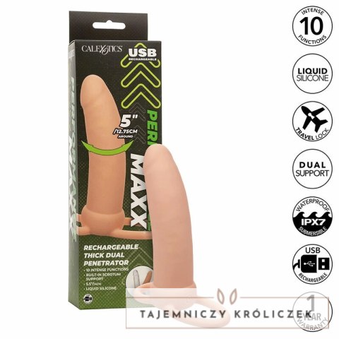 CalExotics Maxx Thick Dual Penetrator silikonowy, 10 trybow wibracji, czarny CALEXOTICS