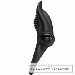 Pretty Love BI-210203 Podwojny pierścień wibrujący z silikonowym stymulatorem, czarny PRETTY LOVE