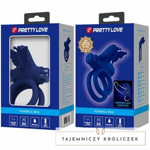 Pretty Love Jamele podwojny pierścień wibrujący z motywem motyla niebieski PRETTY LOVE