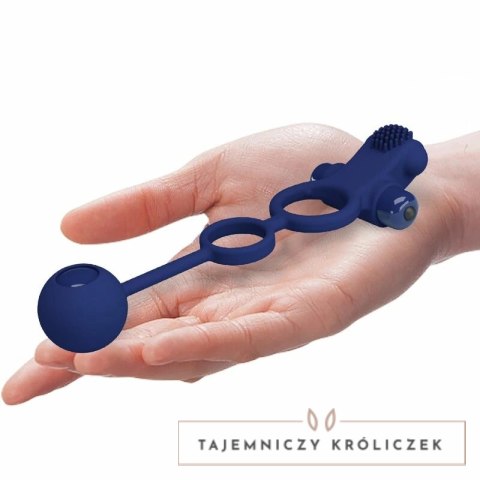Pretty Love Remington - podwojny pierścień wibracyjny z niebieską wtyczką, silikonowy PRETTY LOVE