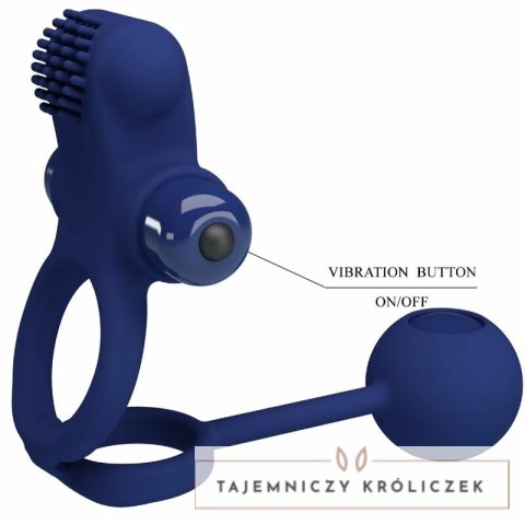 Pretty Love Remington - podwojny pierścień wibracyjny z niebieską wtyczką, silikonowy PRETTY LOVE