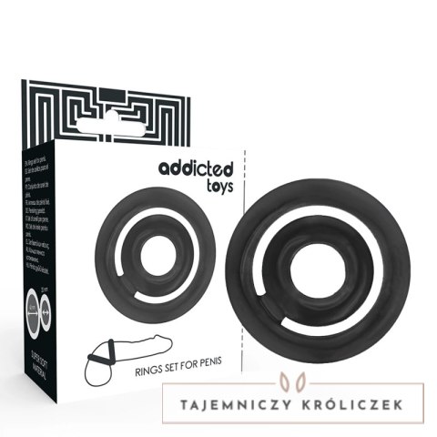 Addicted Toys Potenz C-Ring czarny - podwojny pierścień silikonowy ADDICTED
