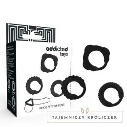 Addicted Toys Zestaw 3 Anatomicznych Pierścieni Czarny - Silikonowy ADDICTED
