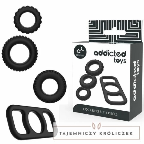 Addicted Toys Zestaw 4 Elastycznych Pierścieni Silikonowych Rożne Rozmiary ADDICTED