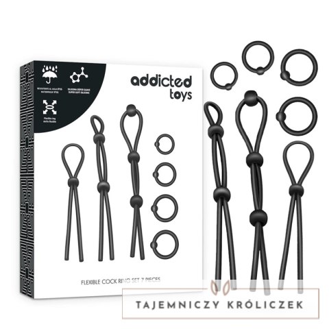 Addicted Toys Zestaw 7 Elastycznych Pierścieni Silikonowych Czarny ADDICTED